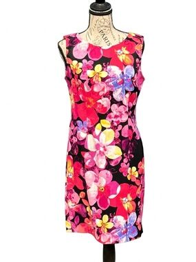 CONNECTED APPAREL Magenta Floral Scuba Sheath Dress - Size 6P (NWT)
